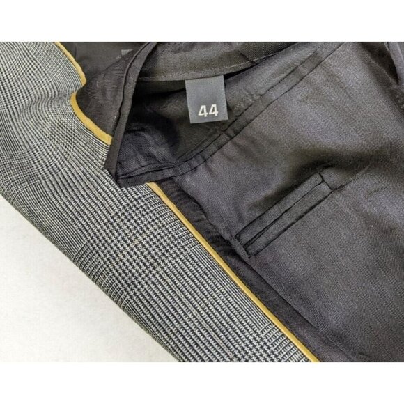 HAGGAR IMPERIAL - MEN'S GRAY PLAID WOOL BLAZER JACKET SPORT COAT - SIZE 44 - Picture 11 of 13